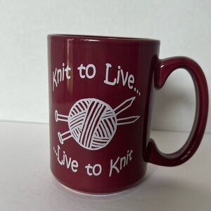 Knit To Live Coffee Mug - Burgandy